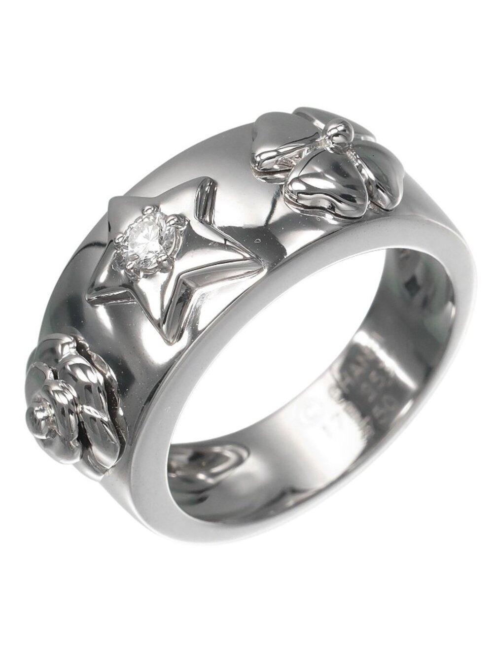 Chanel Three Symbol White Gold Diamond Ring